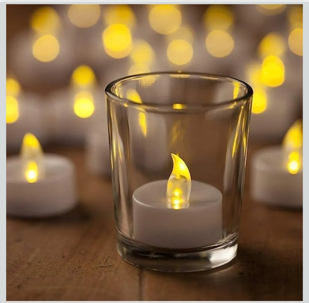 Plastic Flameless LED Tealight White Candles Smokeless Candles -12