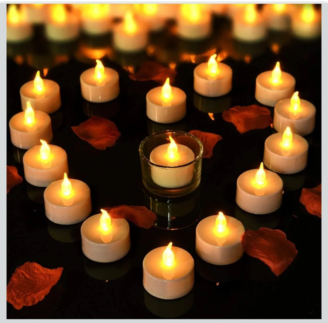 Plastic Flameless LED Tealight White Candles Smokeless Candles -12