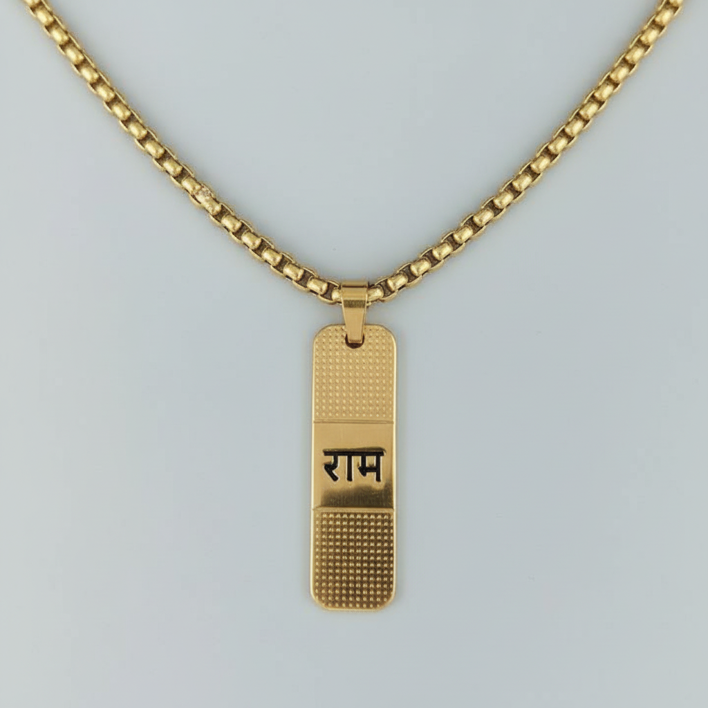 2 Side Unisex Rectangle Flat Bar Shape Stainless Steel Hindu God Lord