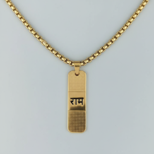 2 Side Unisex Rectangle Flat Bar Shape Stainless Steel Hindu God Lord