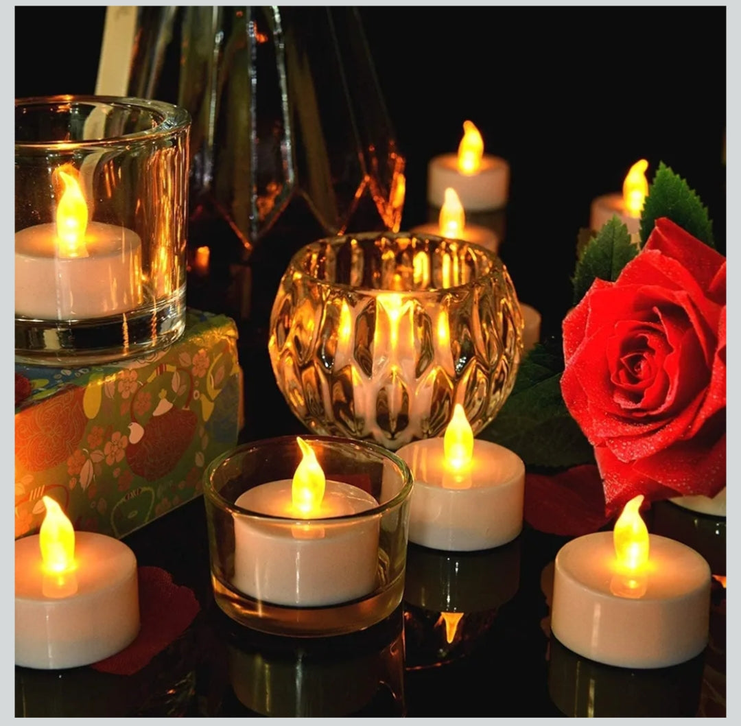 Plastic Flameless LED Tealight White Candles Smokeless Candles -12