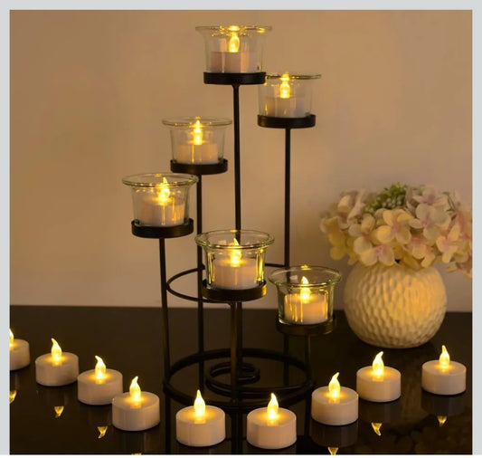 Plastic Flameless LED Tealight White Candles Smokeless Candles -12