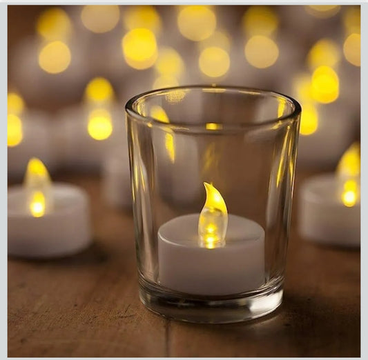 Plastic Flameless LED Tealight White Candles Smokeless Candles -12