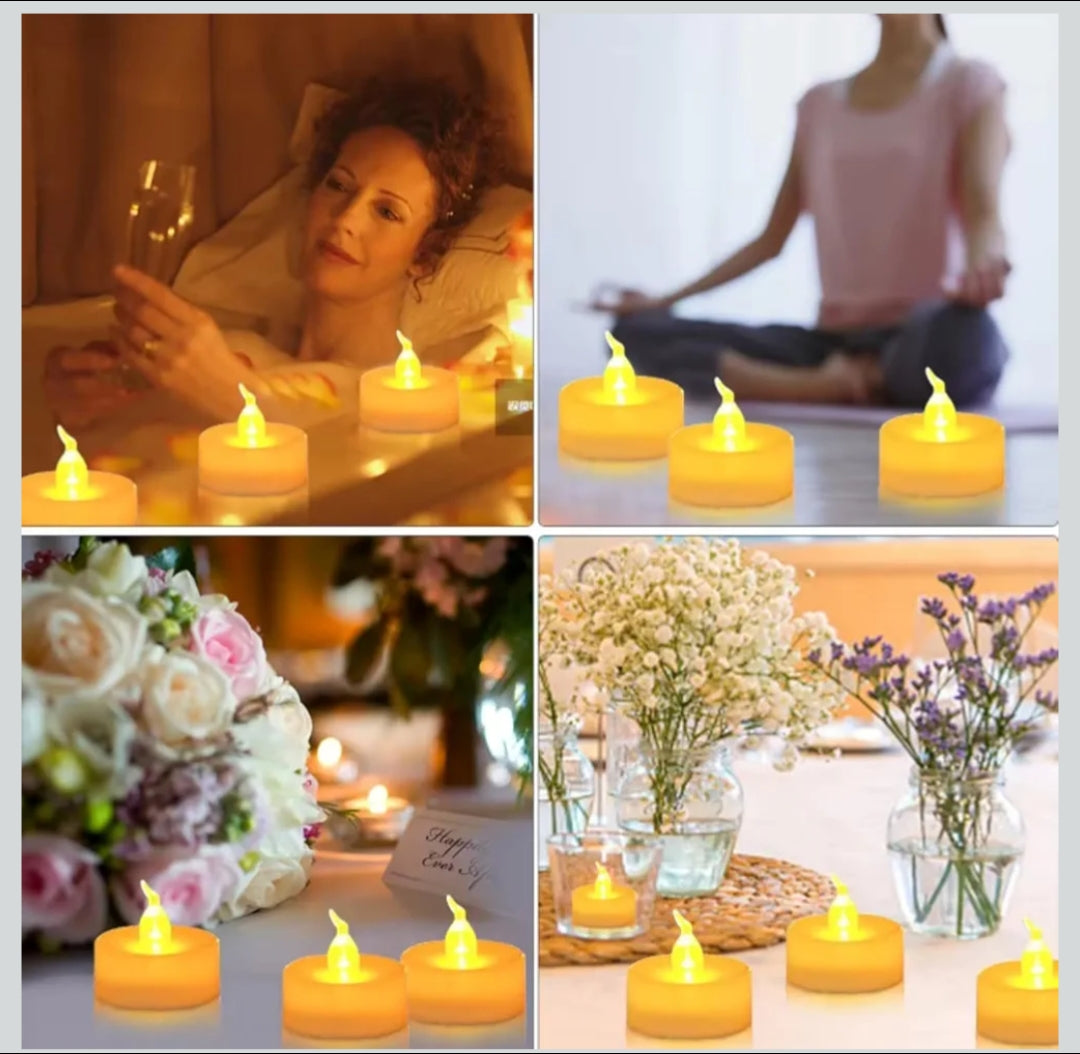 Plastic Flameless LED Tealight White Candles Smokeless Candles -12