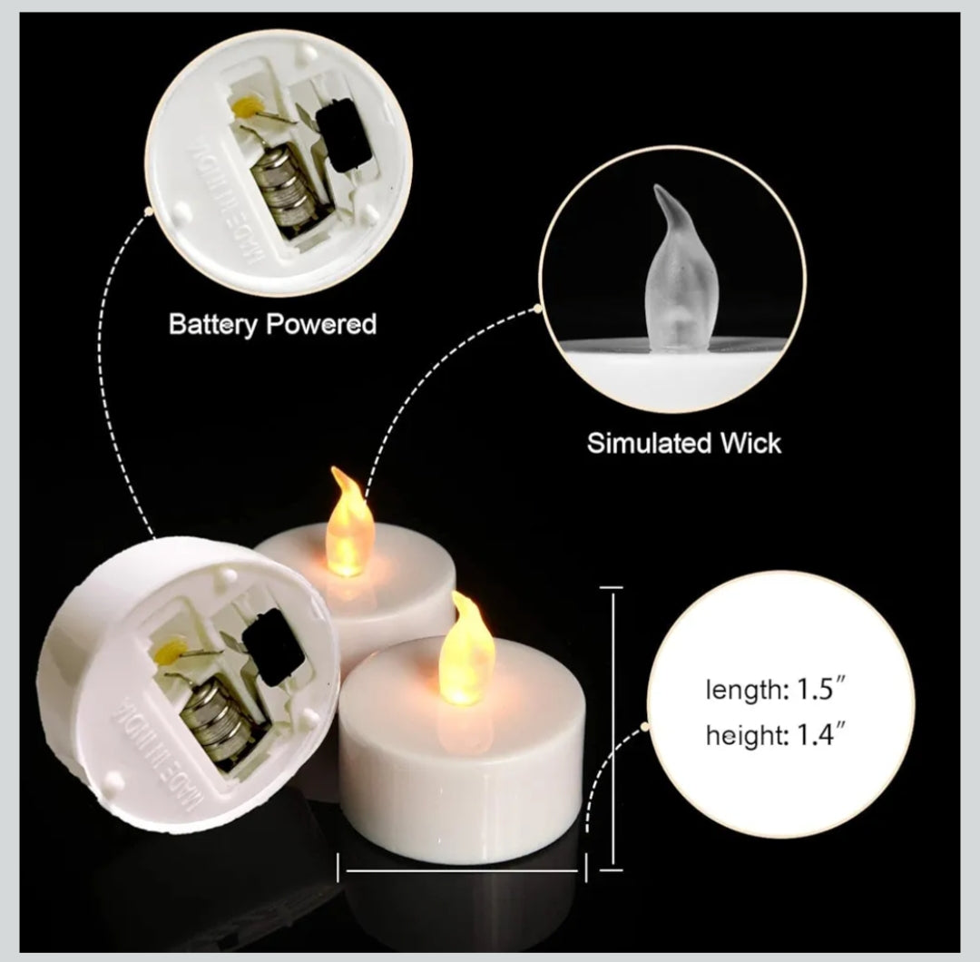 Plastic Flameless LED Tealight White Candles Smokeless Candles -12