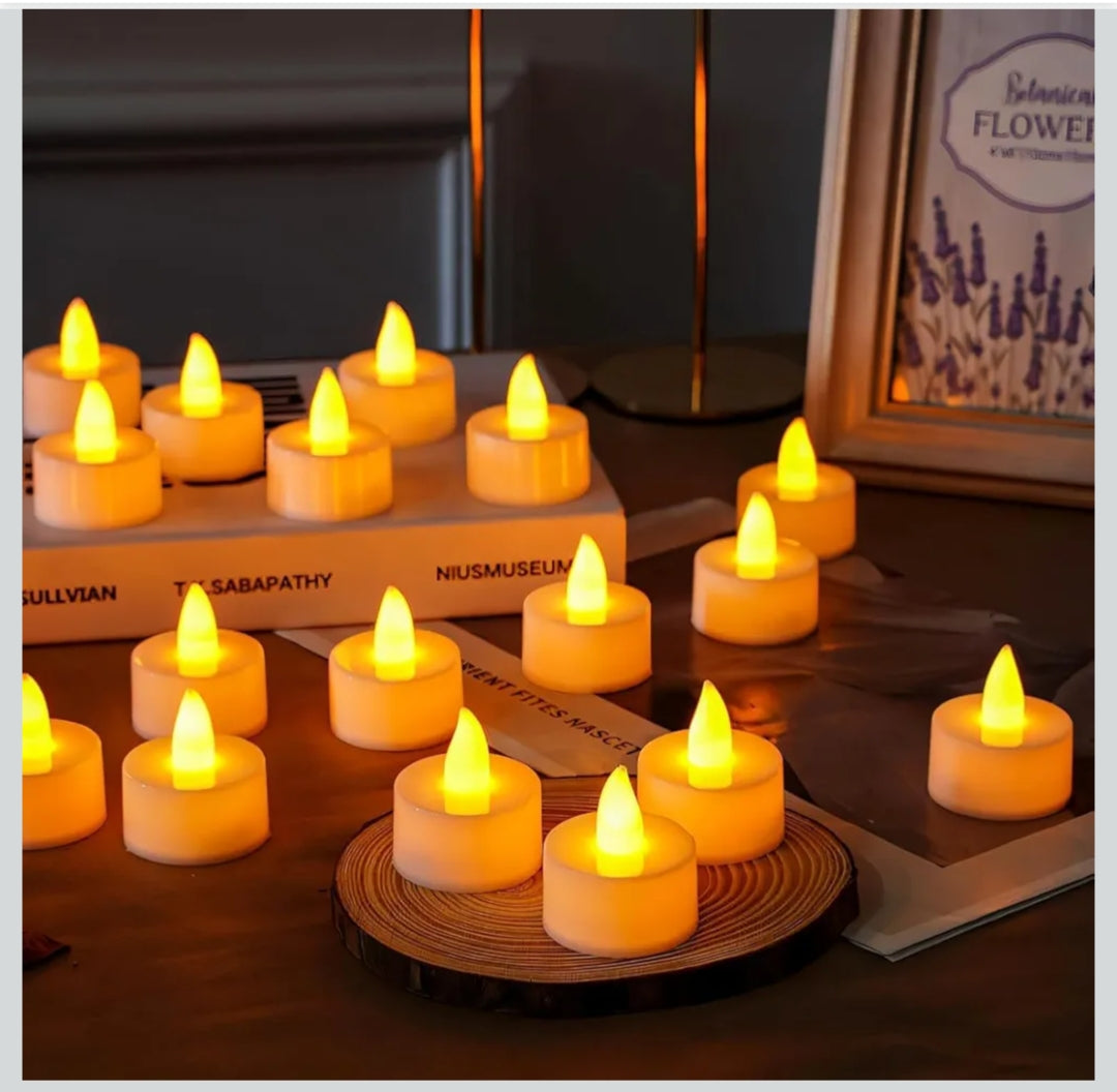 Plastic Flameless LED Tealight White Candles Smokeless Candles -12