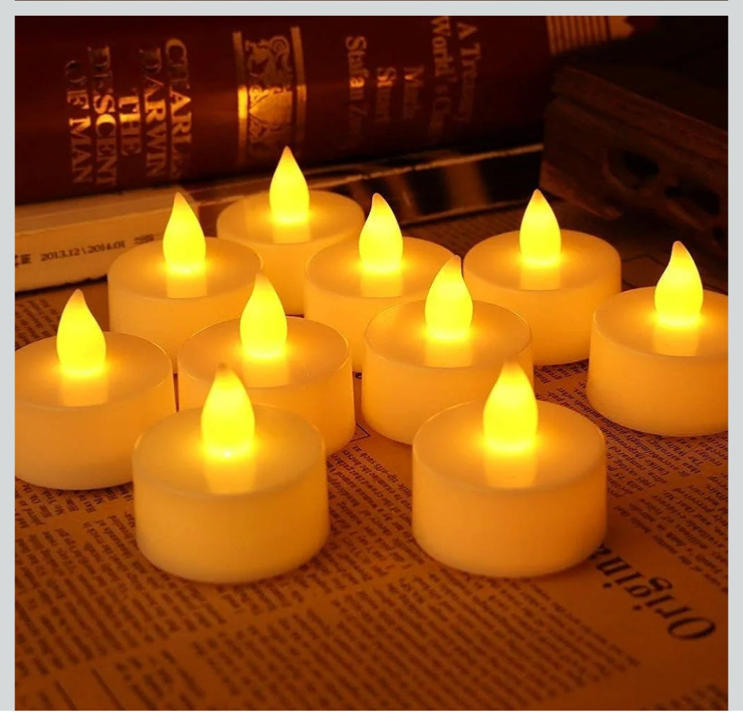 Plastic Flameless LED Tealight White Candles Smokeless Candles -12